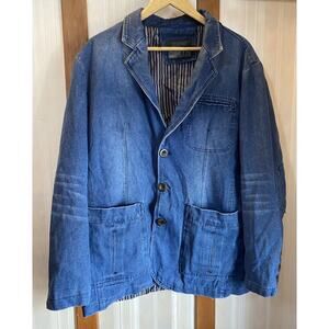 Chouyatou Men’s Blazer Sport Coat Jacket M Denim 3-Button Notch Lapel Vented